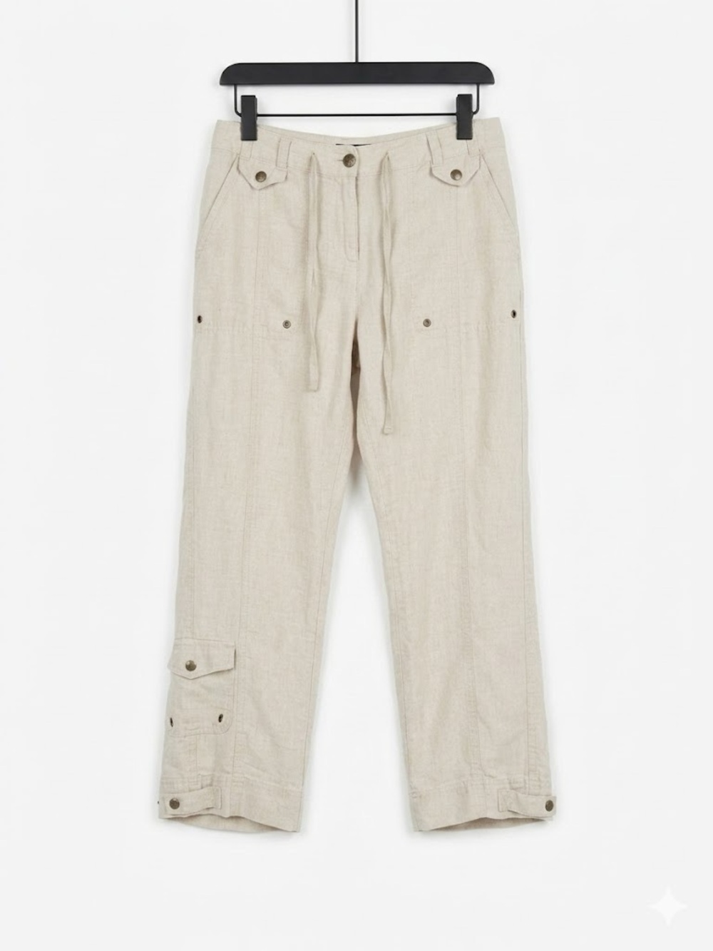 Jones New York Sport Oatmeal Beige Linen Cargo Pants size 4 vintage
